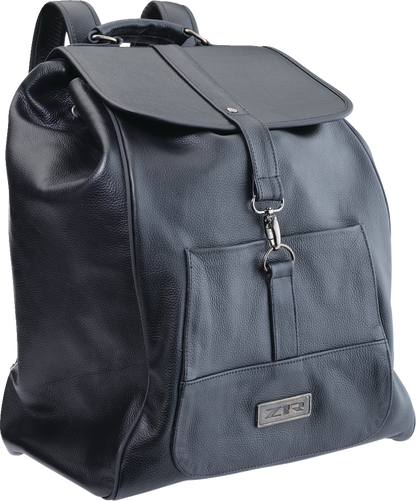 Z1R Black Leather Backpack with Adjustable Straps and Secure Closure - Part Number 3512-0310