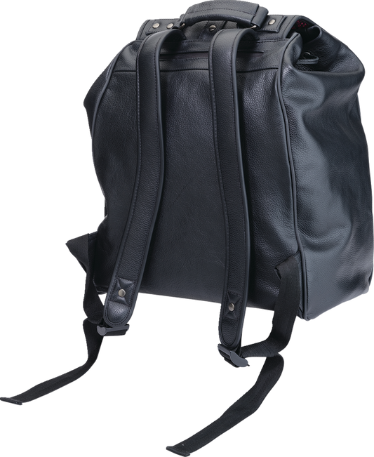 Z1R Black Leather Backpack with Adjustable Straps and Secure Closure - Part Number 3512-0310
