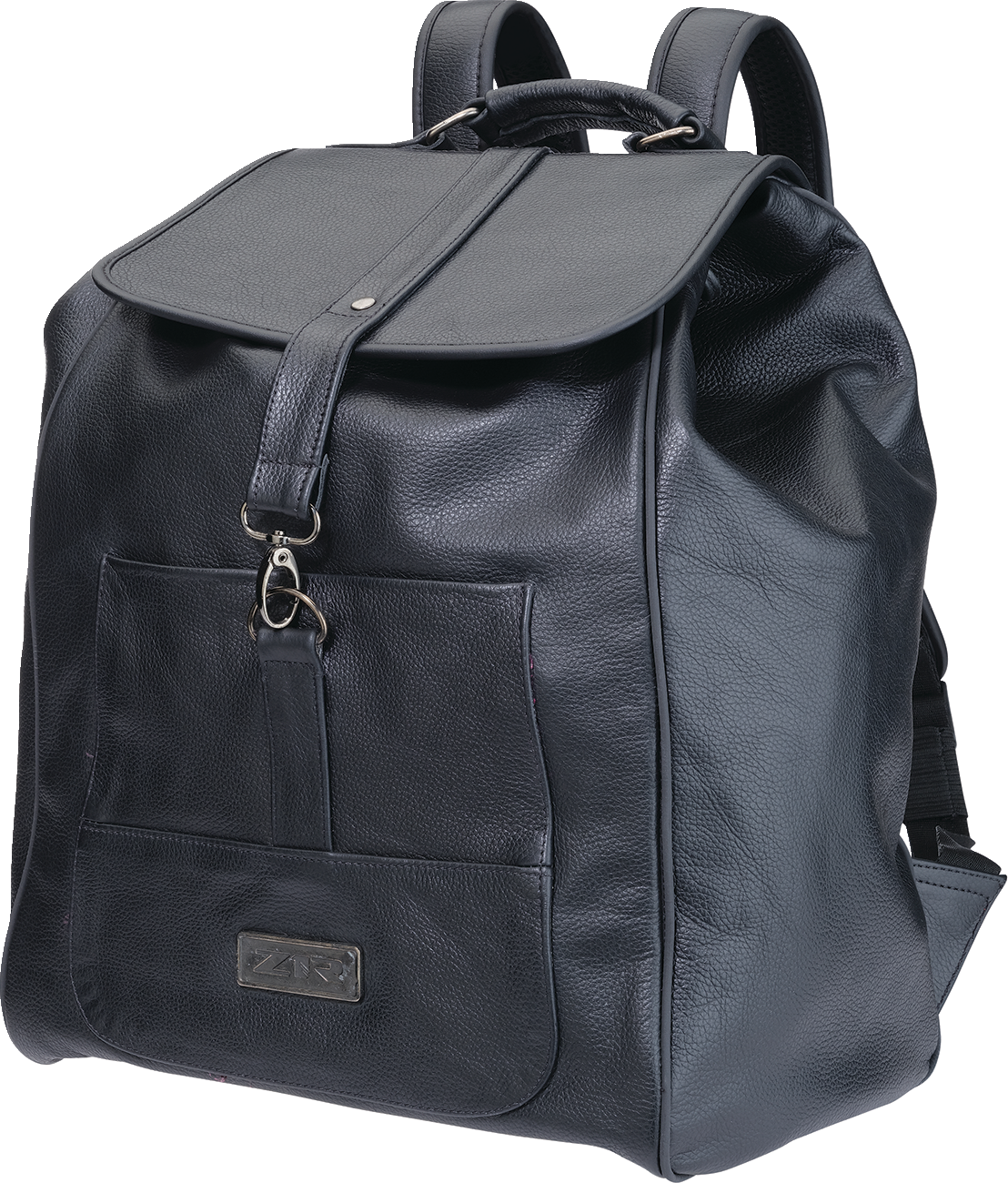 Z1R Black Leather Backpack with Adjustable Straps and Secure Closure - Part Number 3512-0310
