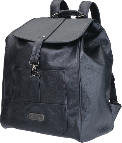 Z1R Black Leather Backpack with Adjustable Straps and Secure Closure - Part Number 3512-0310