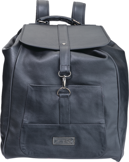 Z1R Black Leather Backpack with Adjustable Straps and Secure Closure - Part Number 3512-0310