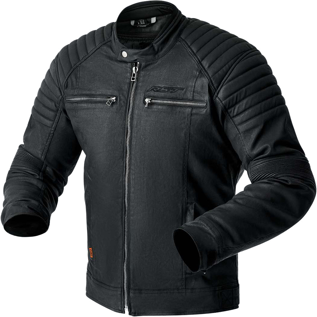 RST Brixton D3O Jacket Black Textile Sm – Heavy-Duty Wax Cotton Motorcycle Jacket with CE A-Rated Armor