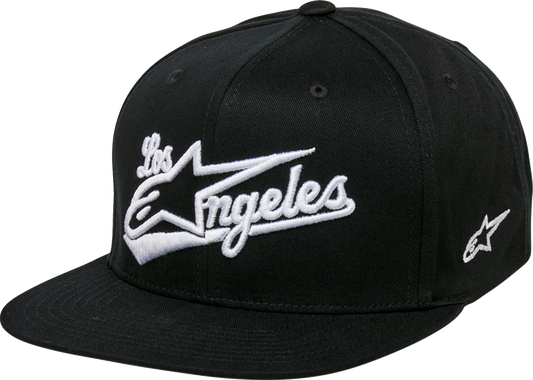 Alpinestars Los Angeles Hat - Black/White with 3D Ageless Logo Embroidery, Flat Bill, and Structured Crown