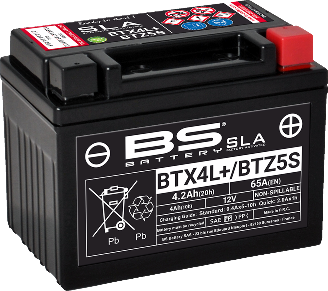BS Battery BTX4L/BTZ5S (YTX) 300669 Absorbed Glass Mat AGM Motorcycle Battery