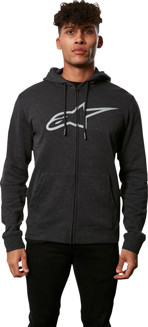 Alpinestars Ageless II Zip Hoodie - Charcoal/Gray, XL - Comfortable Cotton-Poly Blend with Logo Details