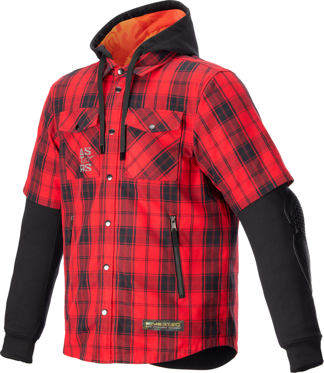 Alpinestars MO.ST.EQ Tartan Jacket 2XL - Red and Black Riding Outerwear with Detachable Hood and Armor Protection