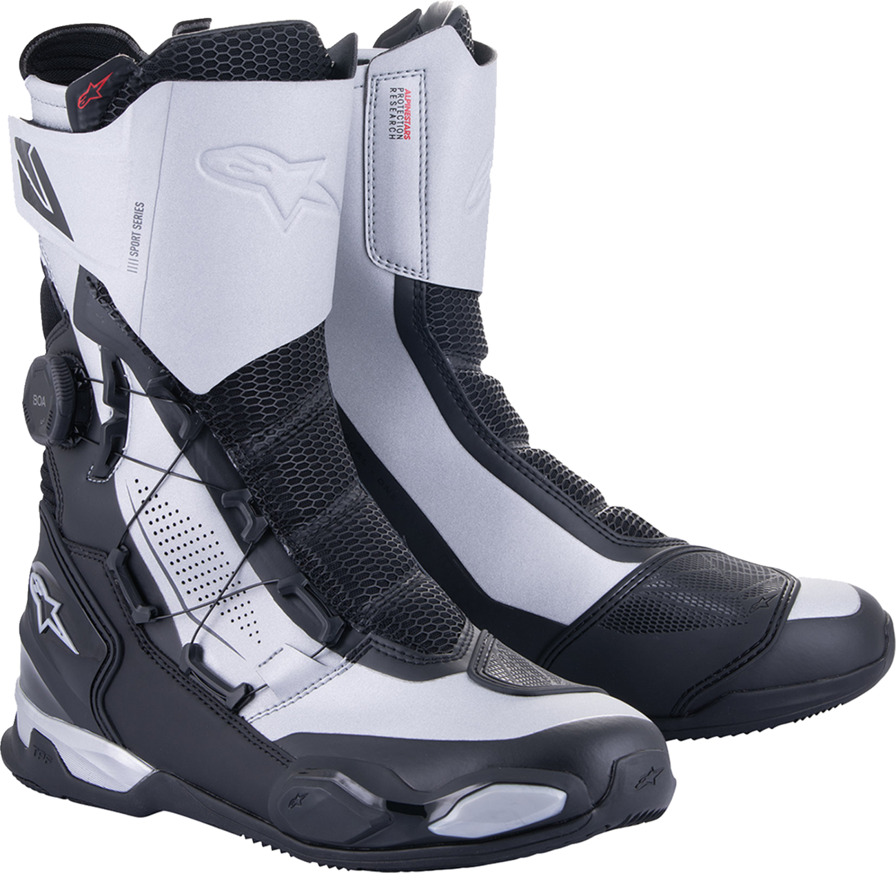 Alpinestars SP-X BOA Motorcycle Boots - Black and Silver, EU Size 42