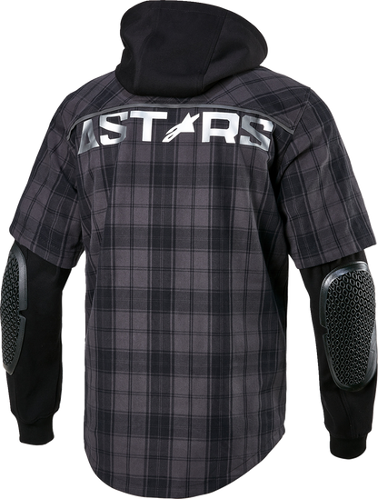 Alpinestars MO.ST.EQ Tartan Jacket Gray/Black 3XL - Versatile Riding Shirt with Detachable Hood and Armor