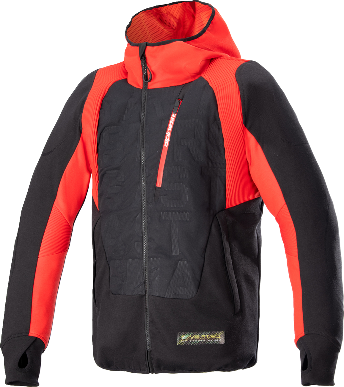 Alpinestars MSE Hybrid Hooded Jacket - Black/Red Small - Versatile Motorcycle Streetwear with Level 1 Nucleon Flex Plus Armor