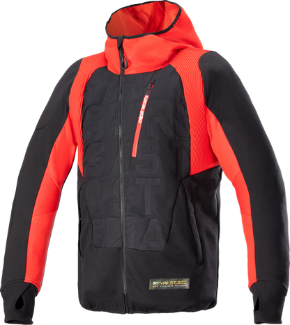 Alpinestars MSE Hybrid Hooded Jacket - Black/Red Small - Versatile Motorcycle Streetwear with Level 1 Nucleon Flex Plus Armor