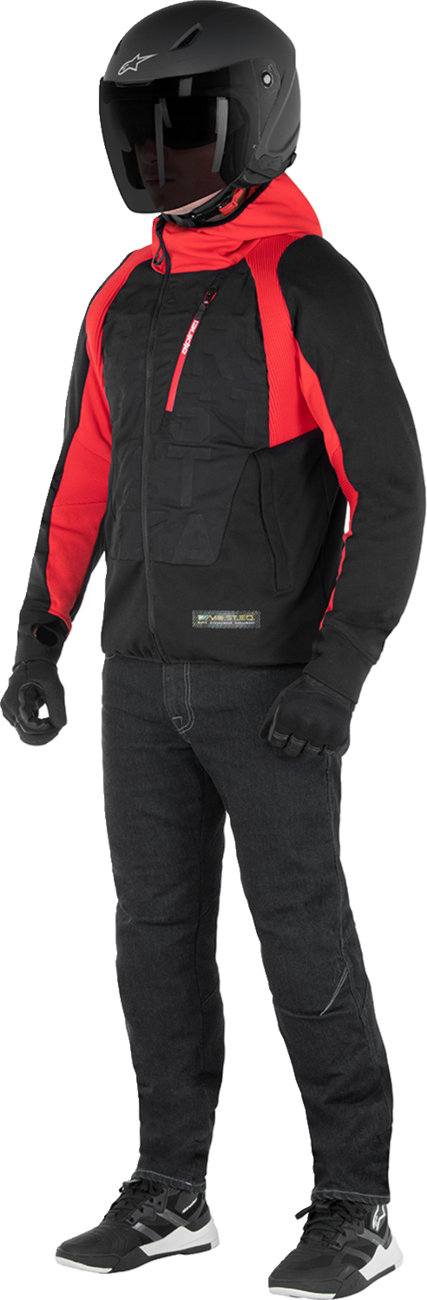 Alpinestars MSE Hybrid Hooded Jacket - Black/Red Small - Versatile Motorcycle Streetwear with Level 1 Nucleon Flex Plus Armor