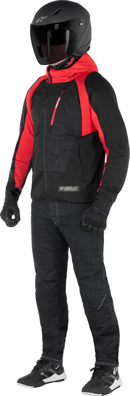 Alpinestars MSE Hybrid Hooded Jacket - Black/Red Small - Versatile Motorcycle Streetwear with Level 1 Nucleon Flex Plus Armor