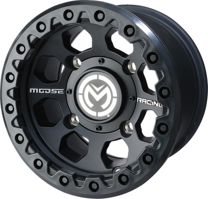 Moose Offroad 23MO157110SB54 15x7 Black Wheel with Center Caps for 4/110 Bolt Pattern
