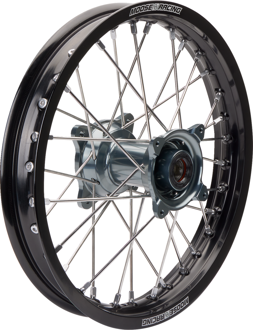Moose Offroad SX-1 Rear Wheel Assembly for Gas Gas, KTM, Husqvarna - 19x2.15 Black Wheel with Gray Hub (Part MR-21519-BKGY)