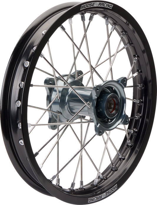 Moose Offroad SX-1 Rear Wheel Assembly - 16x1.85 Black Wheel with Gray Hub, Part MR-18516-BKGY