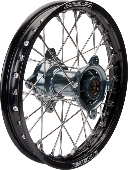 Moose Offroad SX-1 Rear Wheel Assembly with Gray Hub - 14x1.6 Inch for SX/TC 85 Models - Part MR-16014-BKGY
