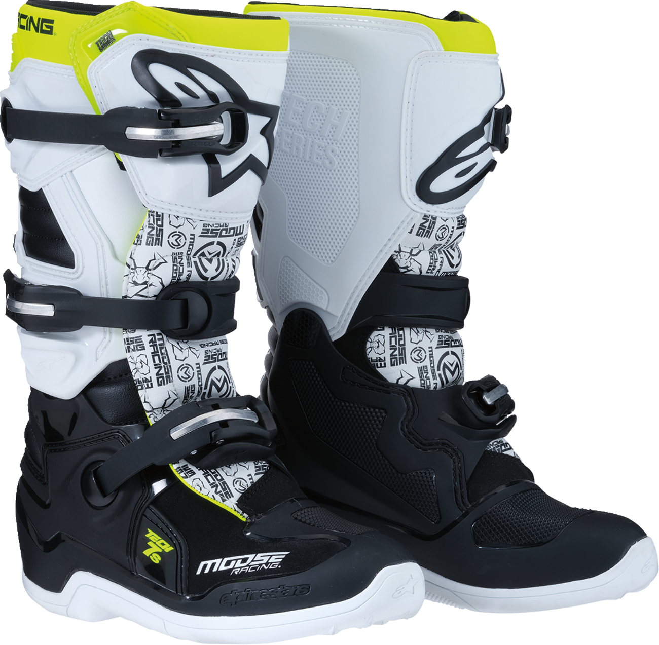 Moose Offroad Youth Tech 7S Boots - Black, White & Yellow, US 5 - Part 0215024-125-5