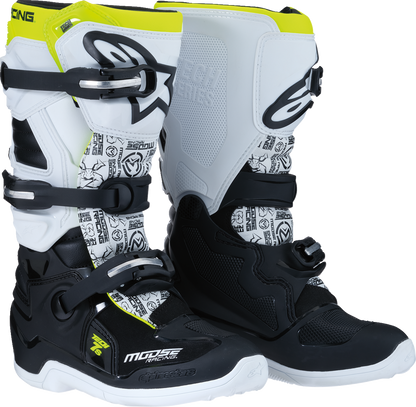 Moose Offroad Youth Tech 7S Boots - Black, White & Yellow, US 5 - Part 0215024-125-5