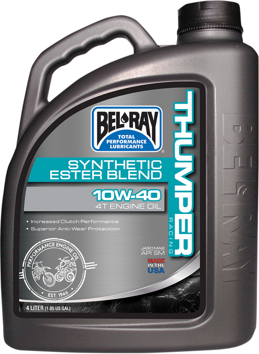 BEL-RAY Thumper Synthetic Blend 4T Oil 10W-40 - 4L - Part Number 99520-B4LW