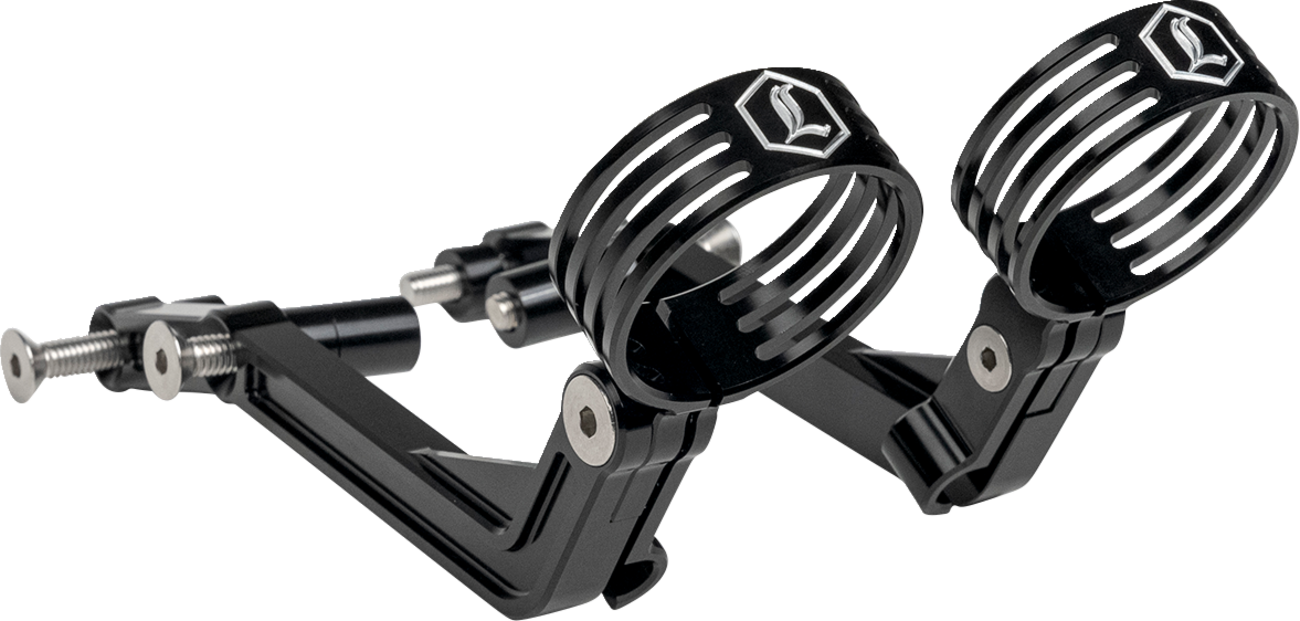 Legend Suspension Revo ARC External Reservoir Mounts for FL Touring Models - Black (Part #1313-0245)