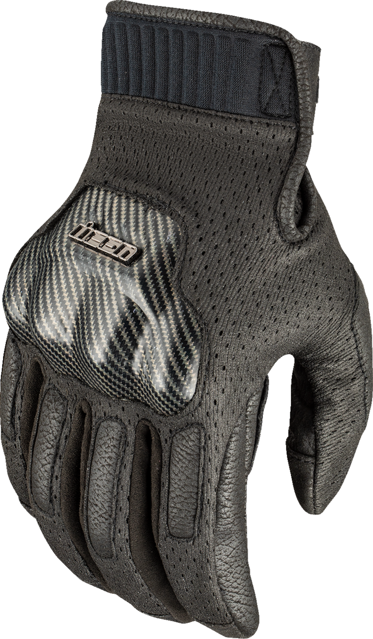 ICON Overlord3™ Gloves - Black, Small - Durable Synthetic Palm and Ventilated Mesh Chassis
