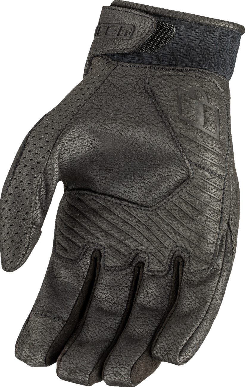 ICON Overlord3™ Gloves - Black, Small - Durable Synthetic Palm and Ventilated Mesh Chassis