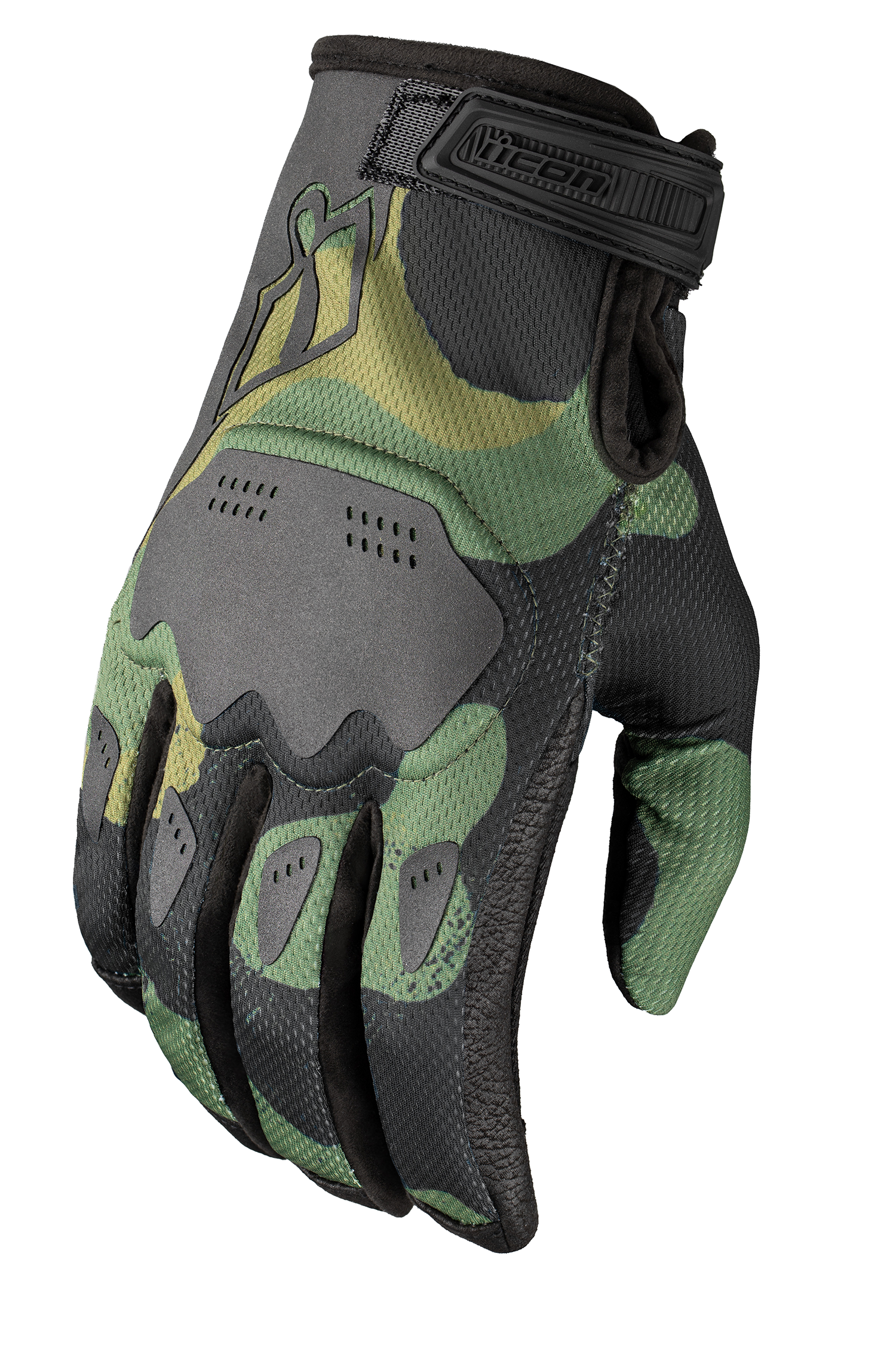 ICON Hooligan Magnacross™ Gloves - Camo Green, Large (Part #3301-4823)