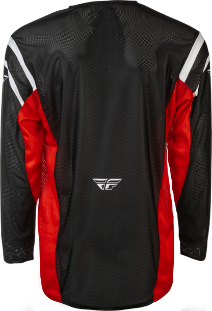 Fly Racing Kinetic Mesh Center Jersey Black/White/Red XL - Breathable MX Riding Jersey
