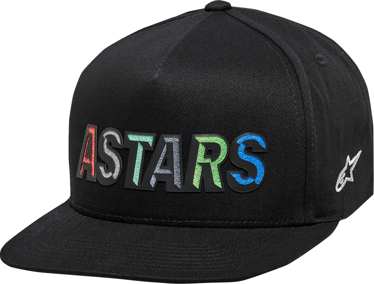 Alpinestars Candy Hat - Black, Structured Flat Bill Cap with Embroidery and Tiger Camo Ripstop Fabric