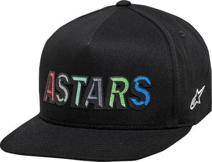 Alpinestars Candy Hat - Black, Structured Flat Bill Cap with Embroidery and Tiger Camo Ripstop Fabric