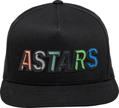Alpinestars Candy Hat - Black, Structured Flat Bill Cap with Embroidery and Tiger Camo Ripstop Fabric