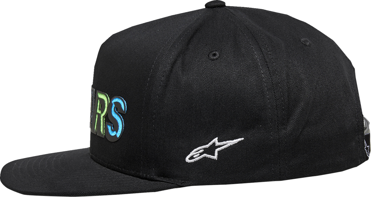 Alpinestars Candy Hat - Black, Structured Flat Bill Cap with Embroidery and Tiger Camo Ripstop Fabric
