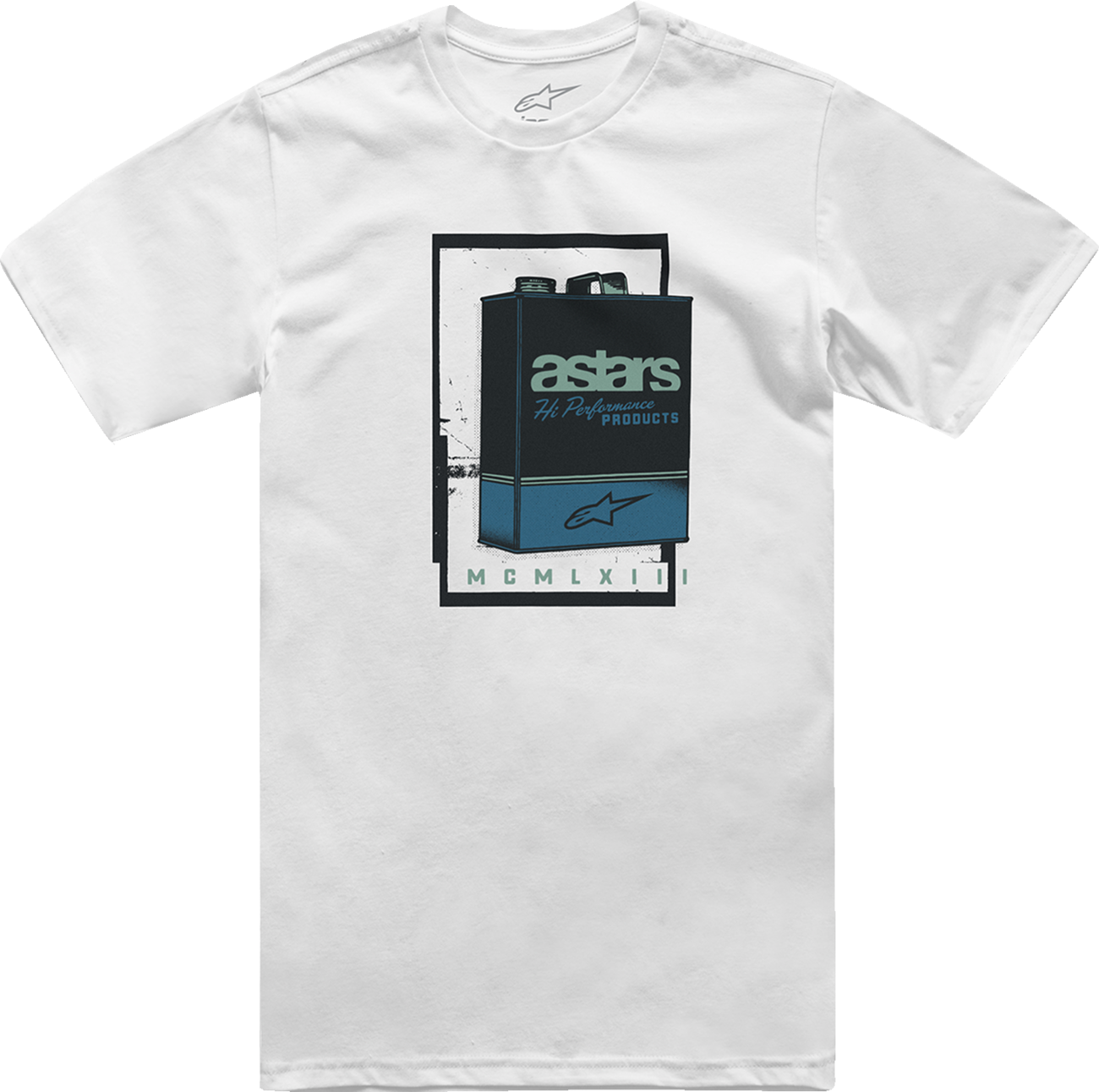 Alpinestars Galun T-Shirt - White, Medium - Comfortable Fit with Vintage Gas Can Art