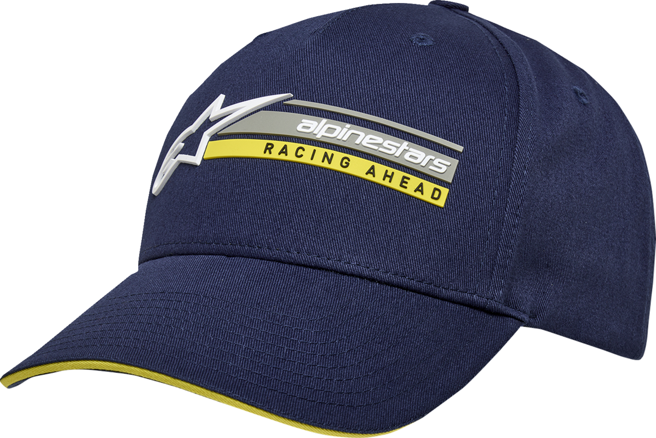 Alpinestars Par Hat - Navy, One Size, with 3D Embroidery and Sandwich Curved Bill