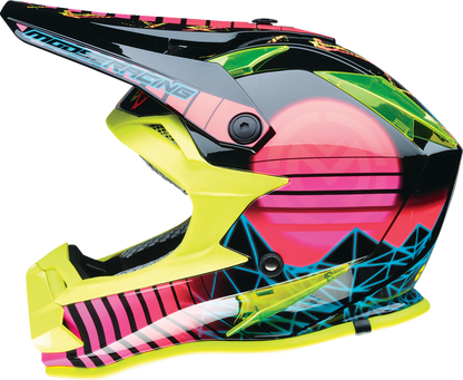 MOOSE OFFROAD Youth F.I. Helmet with MIPS® Technology - Vaporwave, Black/Pink/Yellow, Large - Part 0111-1616