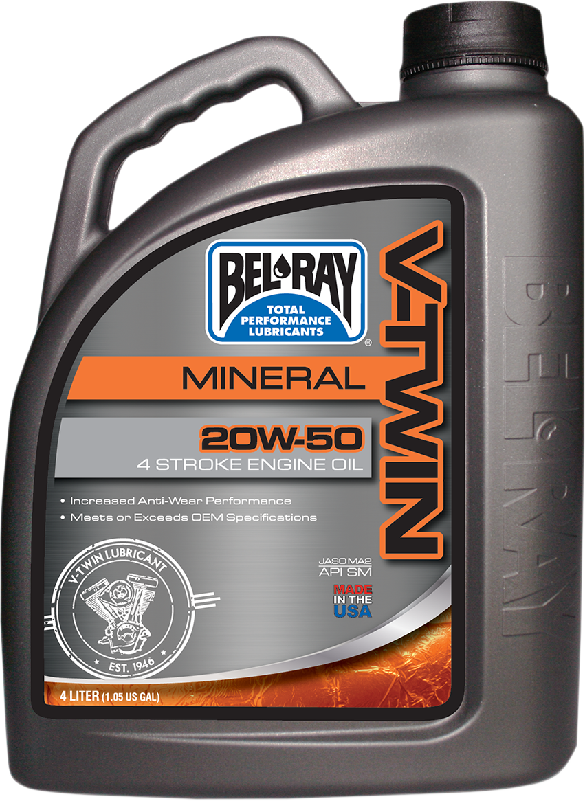 BEL-RAY V Twin Oil 20W50 - 4L (Part #96905-BT4) for V-Twin Motorcycle Engines