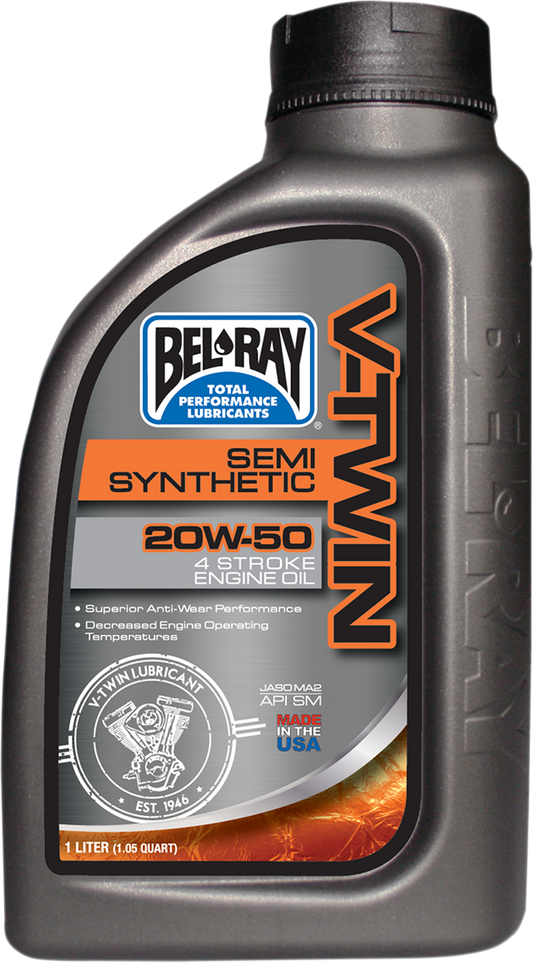 BEL-RAY V Twin Semi Synthetic Oil 20W-50 - 1 Quart, Part Number 96910-BT1