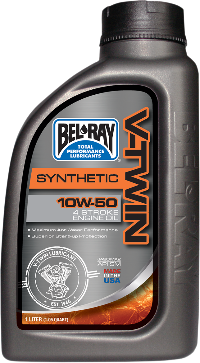 BEL-RAY V-Twin Synthetic Oil 10W-50 (Part #96915-BT1) – 1 Quart for Harley Davidson Twin Cam & M8 Engines