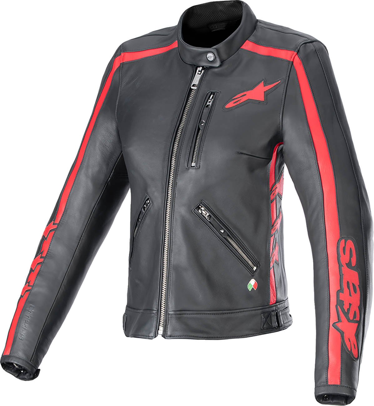 Alpinestars Stella Dyno Leather Jacket - Black/Haute Red, 2XL - Part #3113924-1346-2X