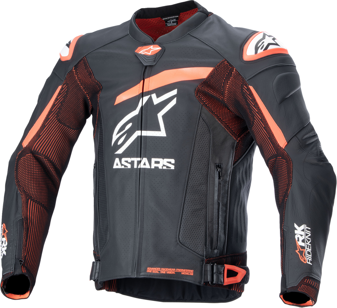 Alpinestars GP Plus R v4 Rideknit® Leather Motorcycle Jacket - Black/Red Fluo/White US 38 / EU 48