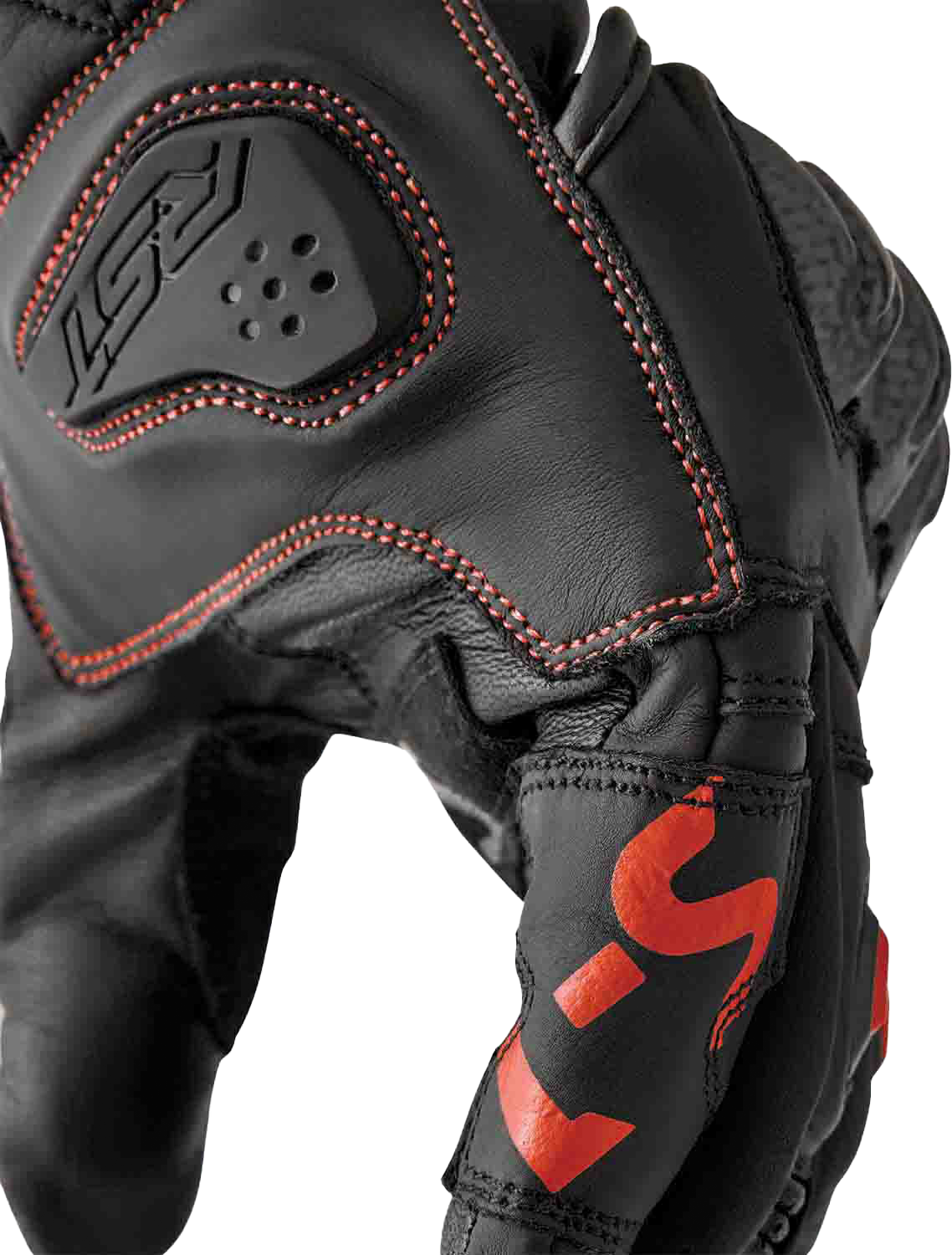 RST S1 Leather Gloves Men’s and Ladies’ Fit with Carbon and TPR Protection - Black and Red, Small
