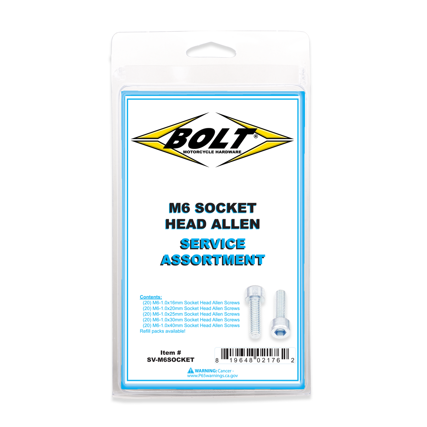 BOLT SV-M6SOCKET Smooth Socket Head Allen Bolt Assortment – 80 Piece Kit