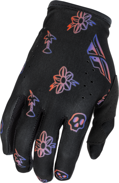 FLY RACING YOUTH LITE OUTLINE GLOVES BLACK/RED/PURPLE YM'YM