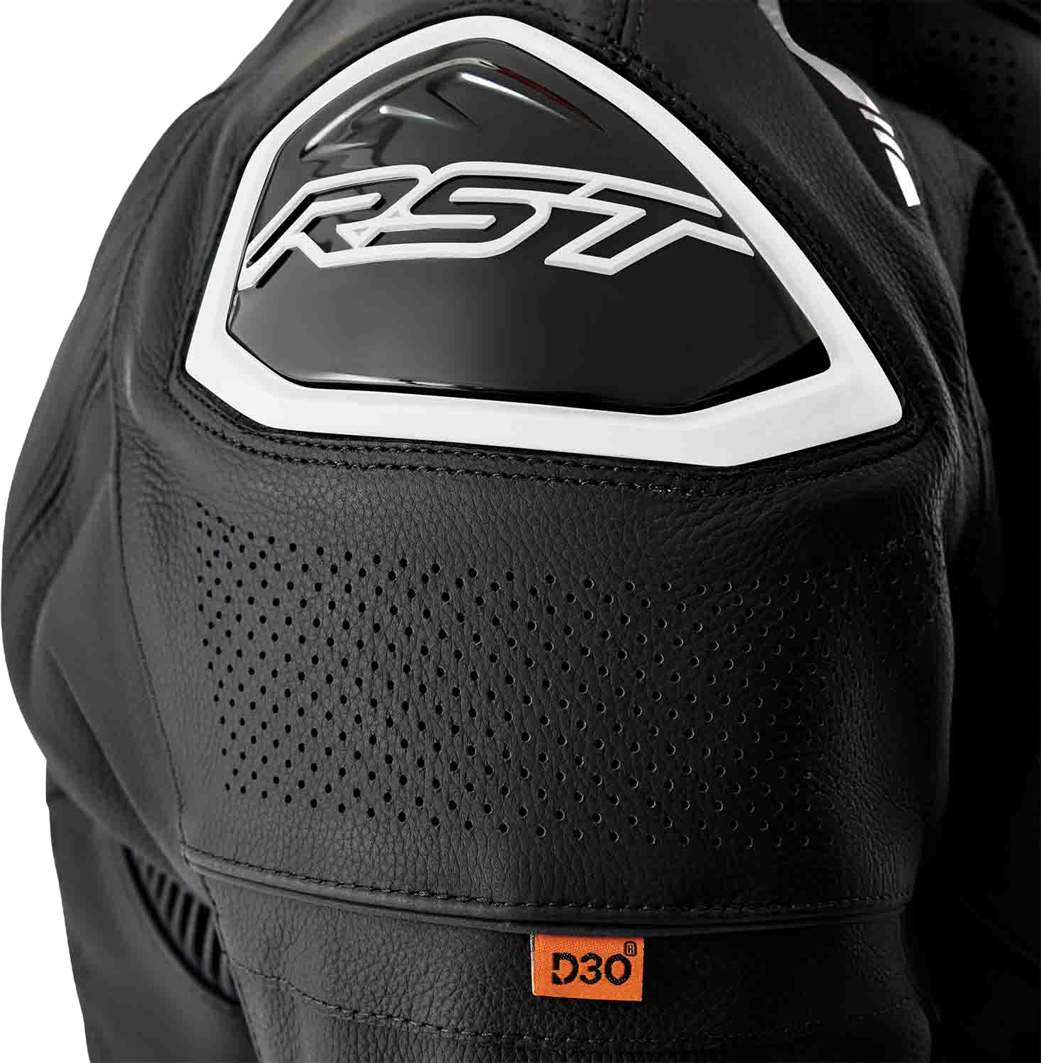 RST S1 D3o Leather Jacket in Black and White, Extra Small - Part Number 103605WHI-38