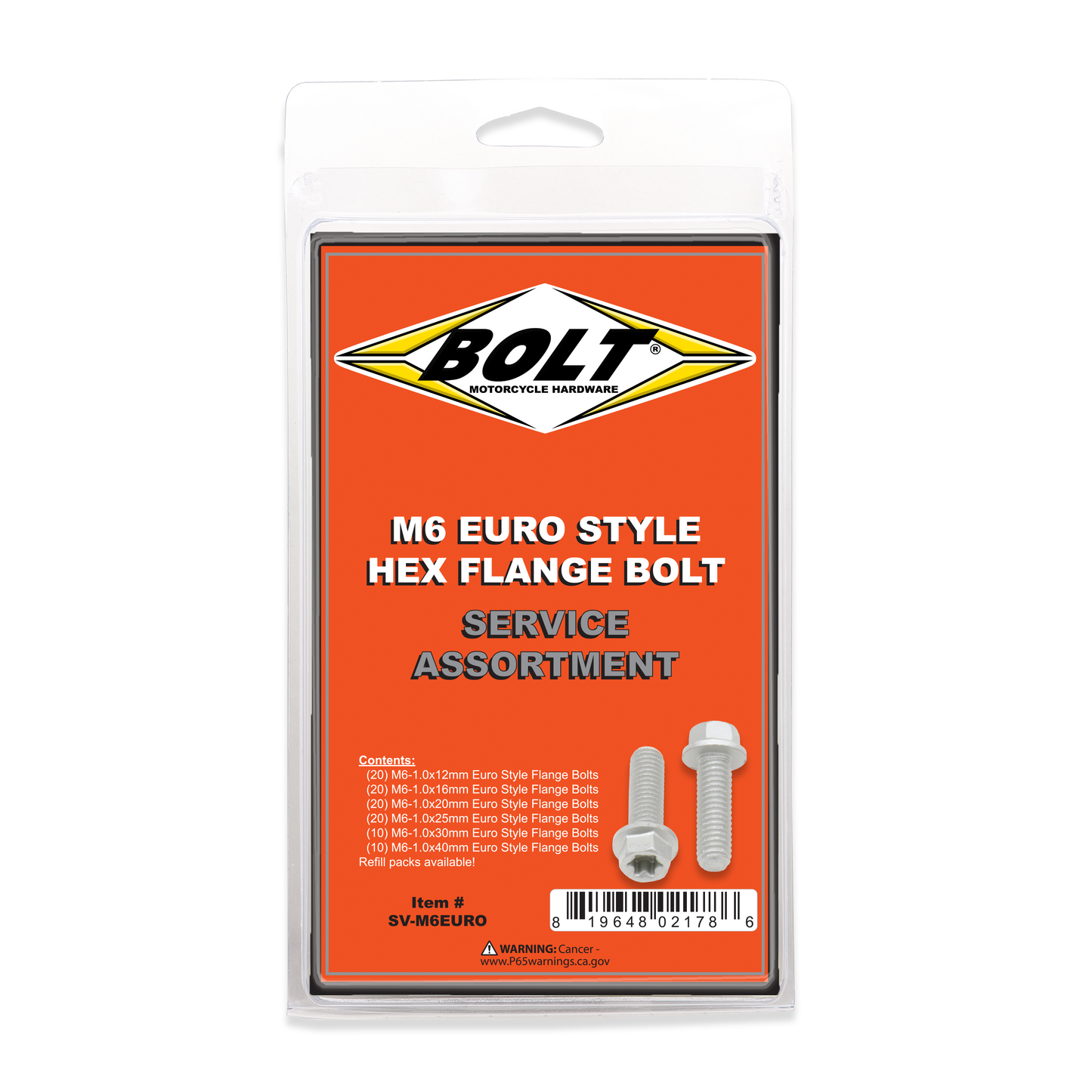 BOLT SV-M6EURO M6 Euro Torx Flange Bolt Assortment – 100 Piece Kit