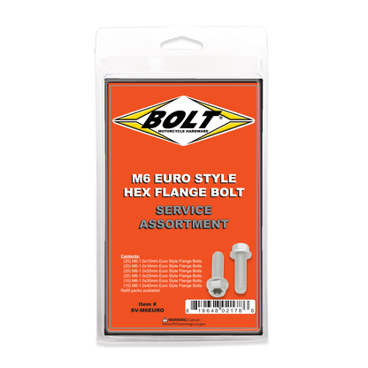 BOLT SV-M6EURO M6 Euro Torx Flange Bolt Assortment – 100 Piece Kit