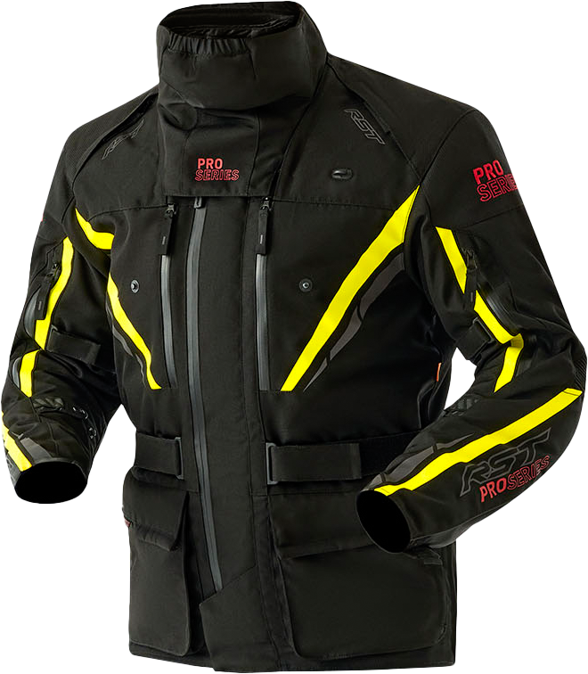 RST Pro Series Paragon D3O Jacket - Black and Fluorescent Yellow, 4XL