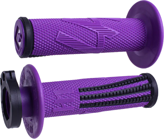 ODI Emig Pro V2 Lock-On Grip Purple / Black - Signature MX Motorcycle Handlebar Grip with Soft Compound and Aluminum Reinforced Ends