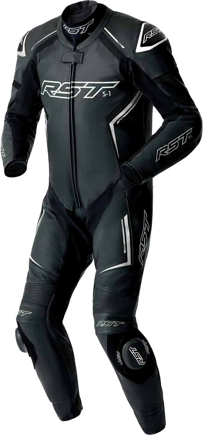 RST S1 D3o Suit Black and White Leather Motorcycle Suit - Part 103604WHI-42