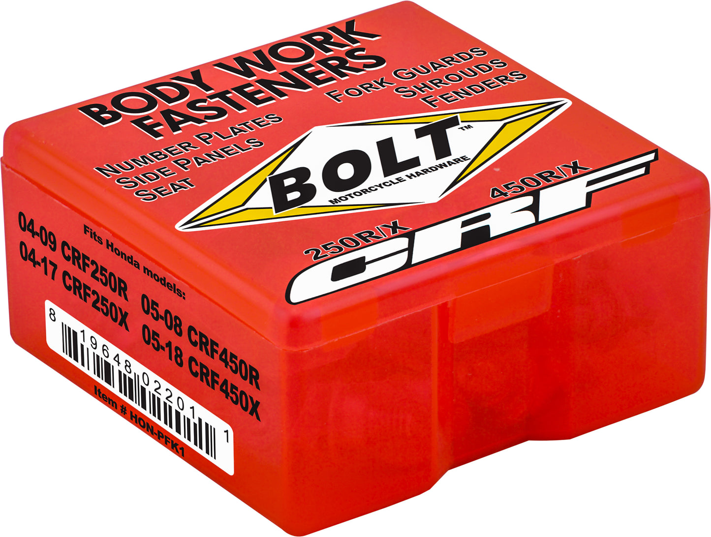 BOLT Honda Full Plastic Fastener Kit for CRF Models - Part Number HON-PFK1